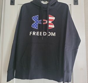 Under Armour Black Hoodie with Red, White & Blue Flag Logo